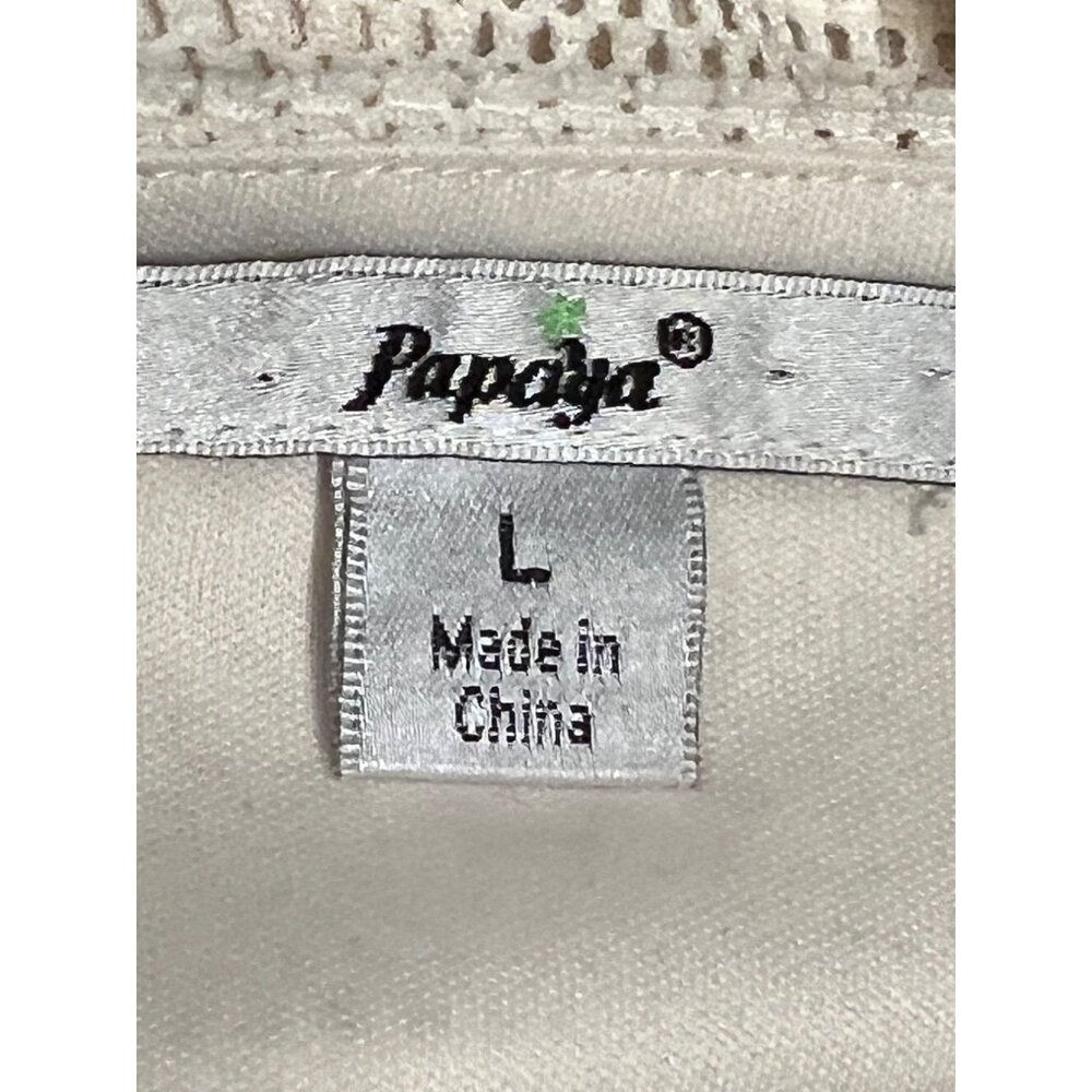 Papaya Size L Sleeveless Ivory Crochet Fit & Flare Dress Back Zipper Closure - Picture 13 of 16